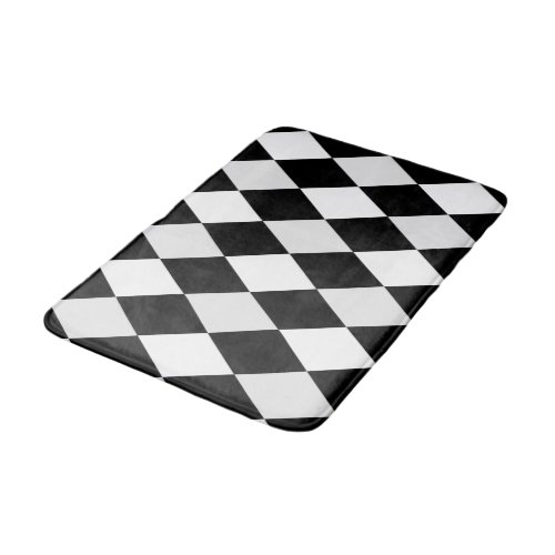 Black and White Harlequin Diamond Pattern Bath Mat