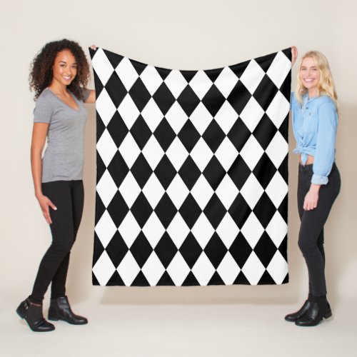 Black and White Harlequin Fleece Blanket