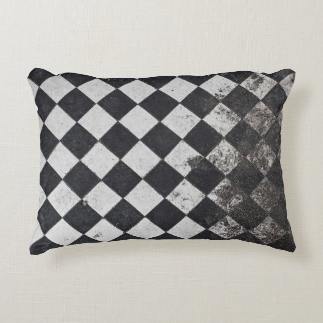 Black and white harlequin graphic accent pillow (Front)