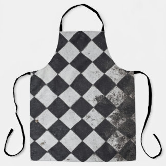 Black and white harlequin graphic apron