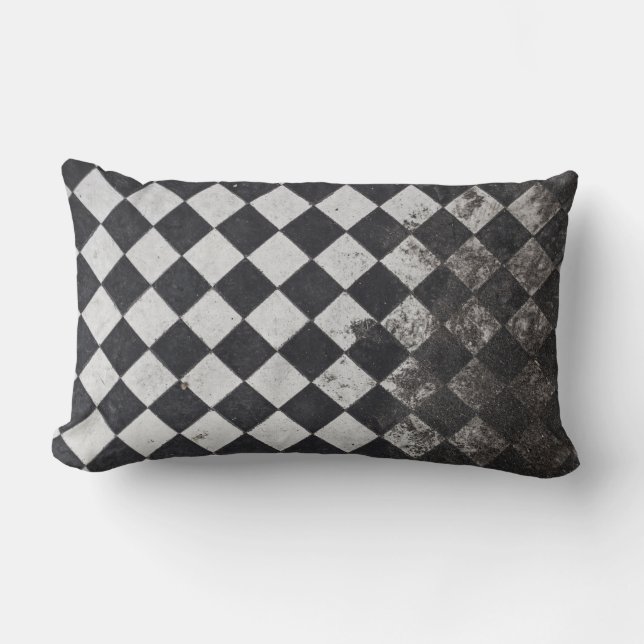Black and white harlequin graphic lumbar pillow (Front)
