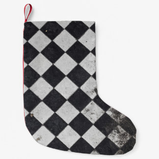 Black and white harlequin graphic small christmas stocking