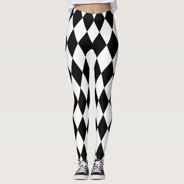 BLACK AND WHITE HARLEQUIN LEGGINGS (Front)