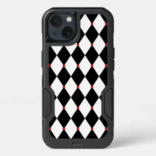 Black and White Harlequin Pattern iPhone 13 Case
