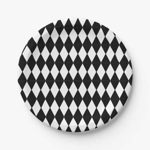Black and White harlequin pattern Paper Plates