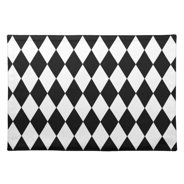 Black and White Harlequin Pattern Placemat (Front)