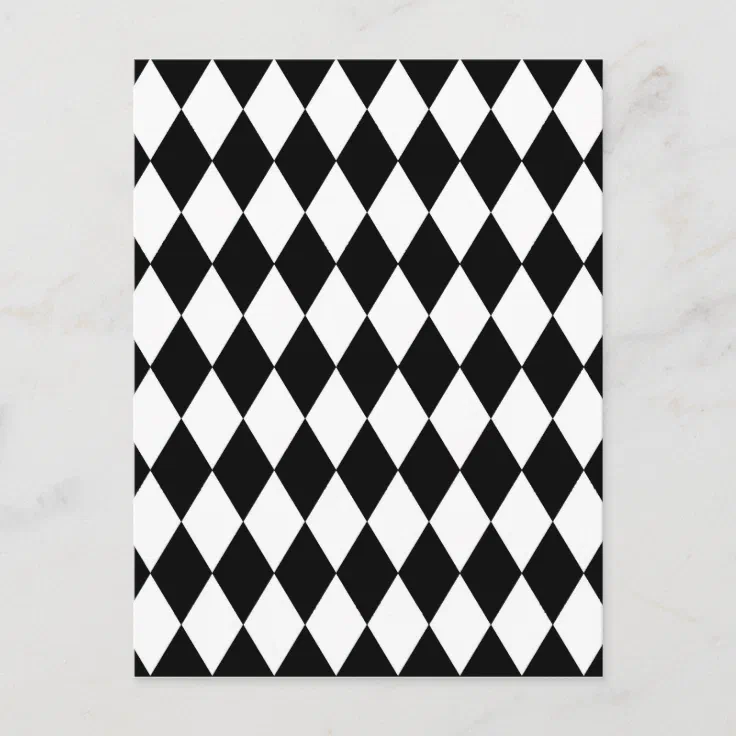 Black and White Harlequin Pattern Postcard | Zazzle