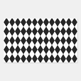 Black and White Harlequin Pattern Rectangular Sticker