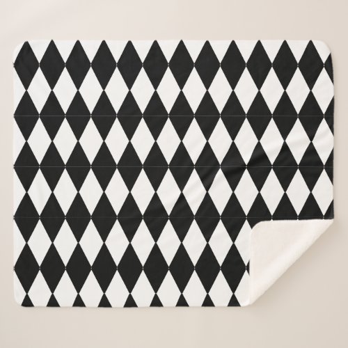 Black and White harlequin pattern Sherpa Blanket