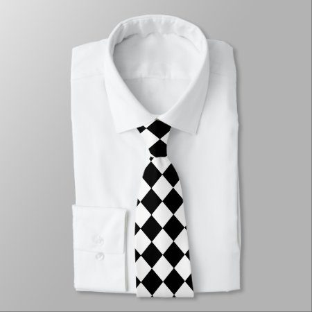 Black And White Harlequin Pattern Tie
