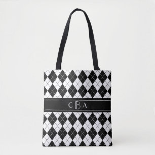 Black and White Harlequin Tote Bag