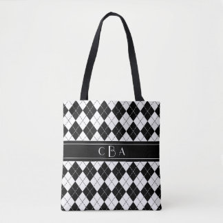 Black and White Harlequin Tote Bag