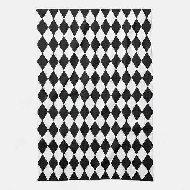 Black and White Harlequin Towel (Vertical)