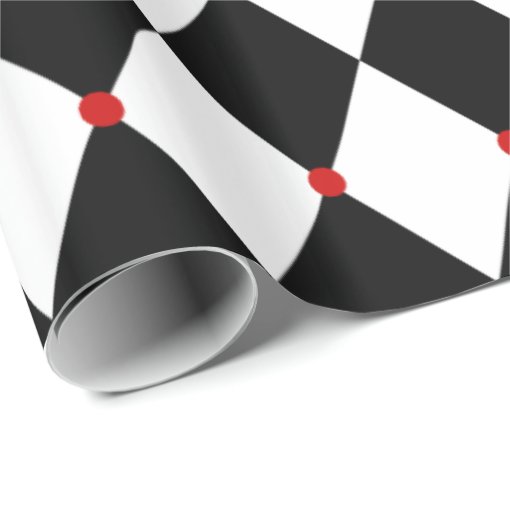 Black and White Harlequin with Red Accents Wrapping Paper | Zazzle
