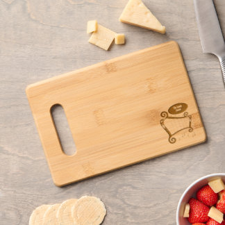 Black and White Harp Monogram Engraved Cutting Board