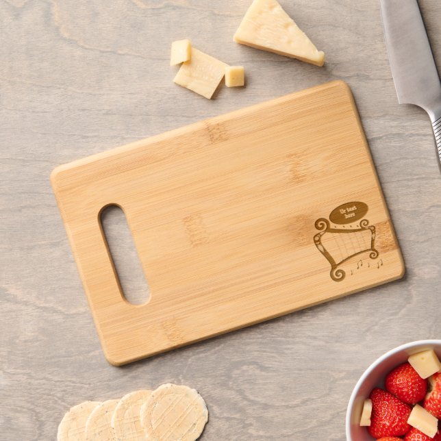 Black and White Harp Monogram Engraved Cutting Board (Cheese)