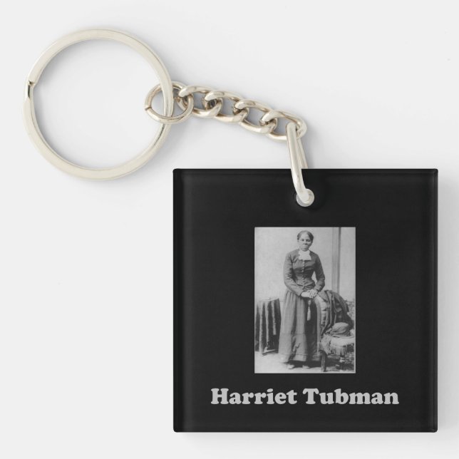 Black and White Harriet Tubman Picture Keychain (Front)