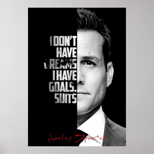 Black and white Harvey Specter quote Poster