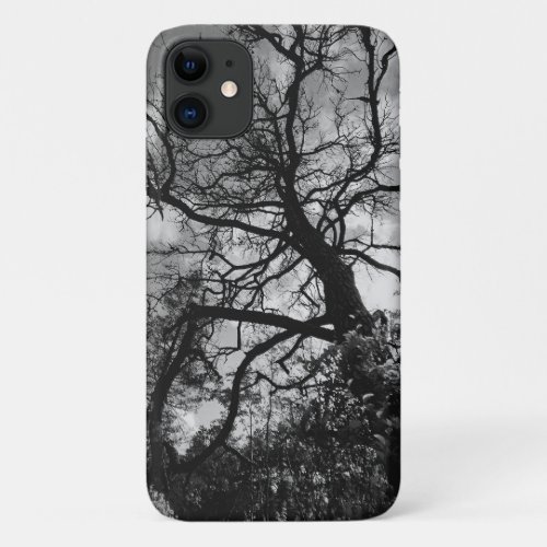 Black and White Haunted Dark Forest Tree iPhone 11 Case