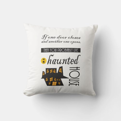 Black and White Haunted House Halloween Decorative Throw Pillow