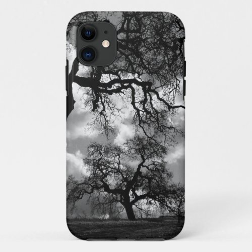 Black and White Haunted Trees iPhone 11 Case