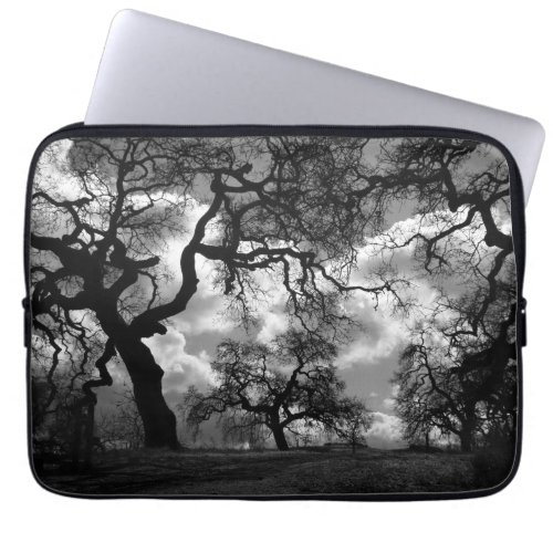 Black and White Haunted Trees Laptop Sleeve