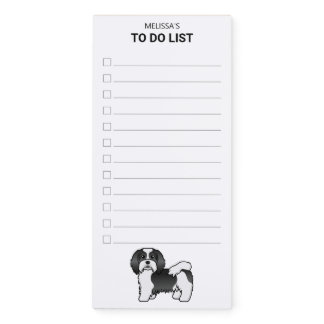 Black And White Havanese Cartoon Dog To Do List Magnetic Notepad