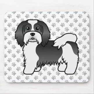 Black And White Havanese Cute Cartoon Dog Mouse Pad