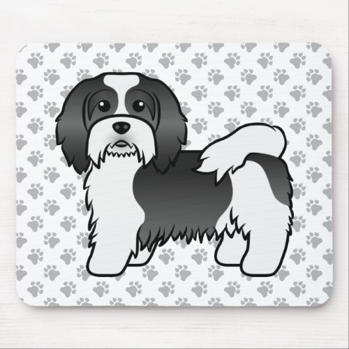 Black And White Havanese Cute Cartoon Dog Mouse Pad