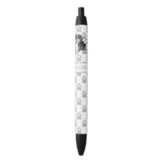 Black And White Havanese Cute Cartoon Dog &amp; Name Black Ink Pen