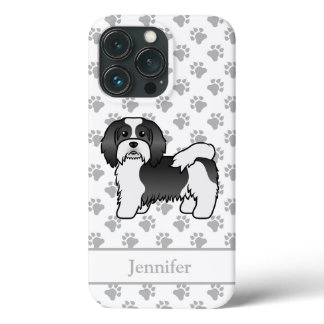 Black And White Havanese Cute Cartoon Dog &amp; Name iPhone 13 Pro Case