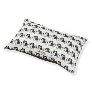 Black And White Havanese Cute Cartoon Dog & Name Pet Bed