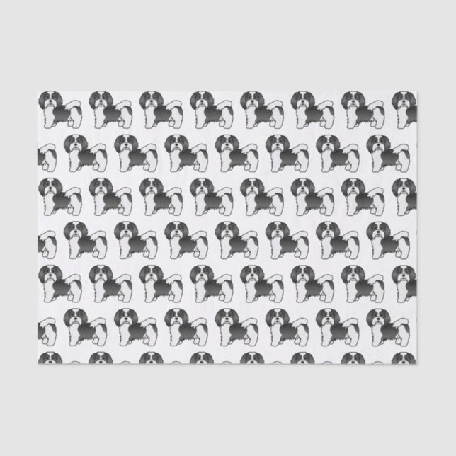Black And White Havanese Cute Cartoon Dog Pattern Tissue Paper (Front)