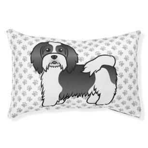 Black And White Havanese Cute Cartoon Dog Pet Bed