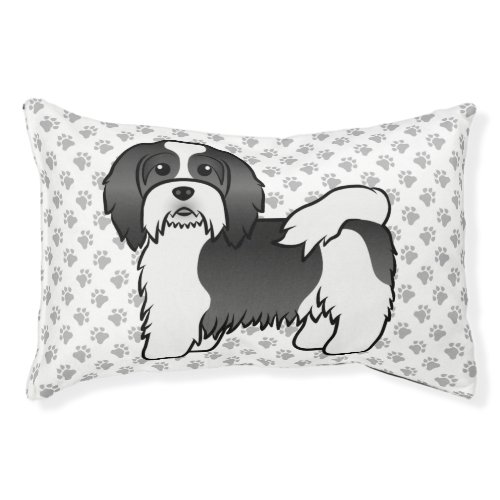 Black And White Havanese Cute Cartoon Dog Pet Bed