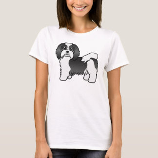 Black And White Havanese Cute Cartoon Dog T-Shirt