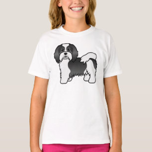 Black And White Havanese Cute Cartoon Dog T-Shirt