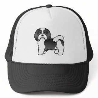 Black And White Havanese Cute Cartoon Dog Trucker Hat