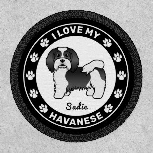 Black And White Havanese I Love My Havanese & Name Patch