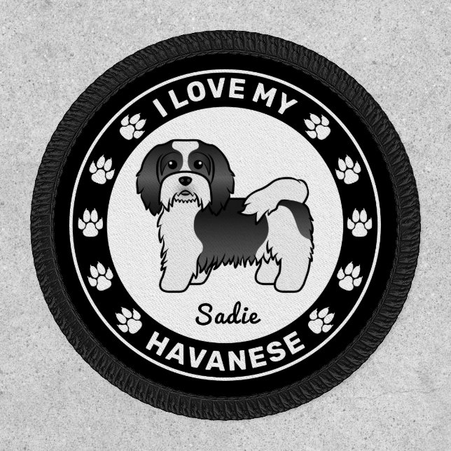 Black And White Havanese I Love My Havanese & Name Patch (Front)