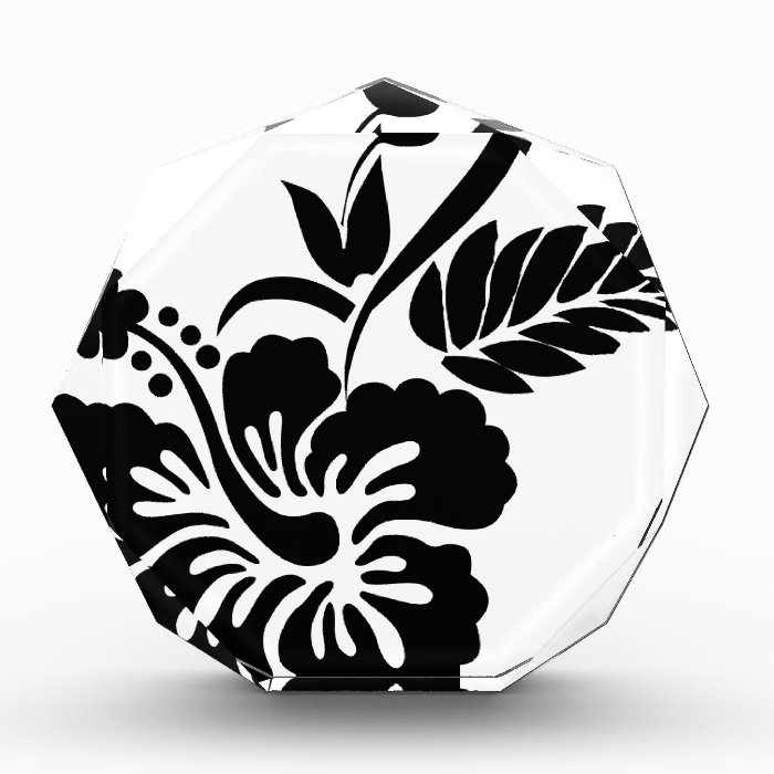 Black and white Hawaiian flowers Acrylic Award