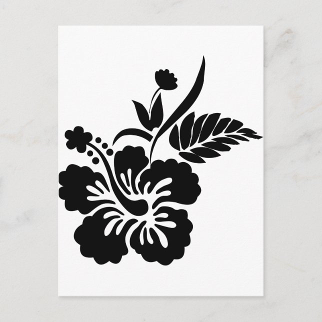 Black and white Hawaiian flowers Postcard (Front)