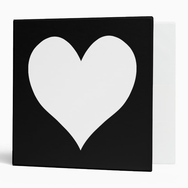 Black and White Heart 3 Ring Binder (Front/Inside)