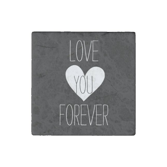 Black and White Heart Forever Stone Magnet (Front)