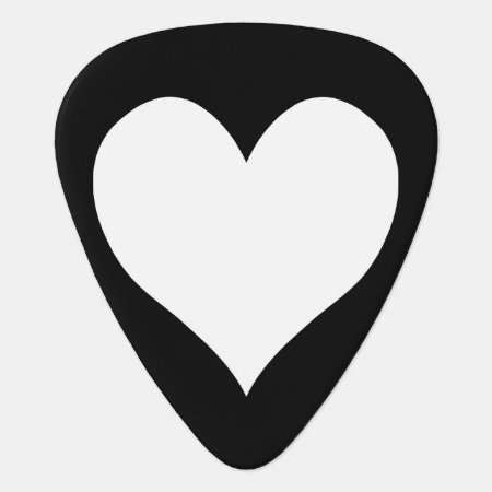 Black And White Heart Guitar Pick