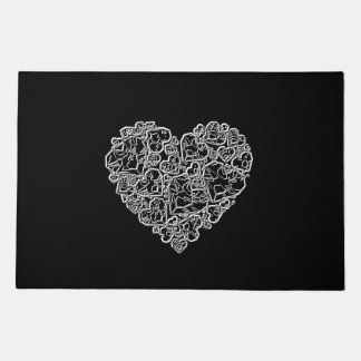 Black and White Heart in Pieces Doormat