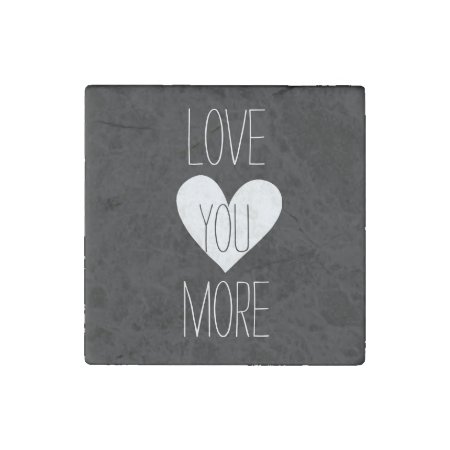 Black And White Heart Love You Stone Magnet