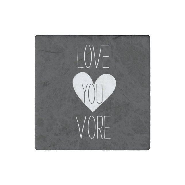 Black and White Heart Love you Stone Magnet (Front)