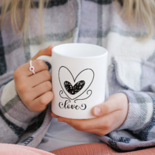 Black And White Heart Mug – Romantic Gift Cup