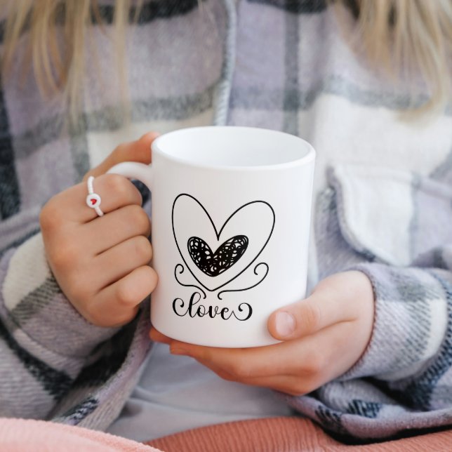 Black And White Heart Mug – Romantic Gift Cup (Creator Uploaded)